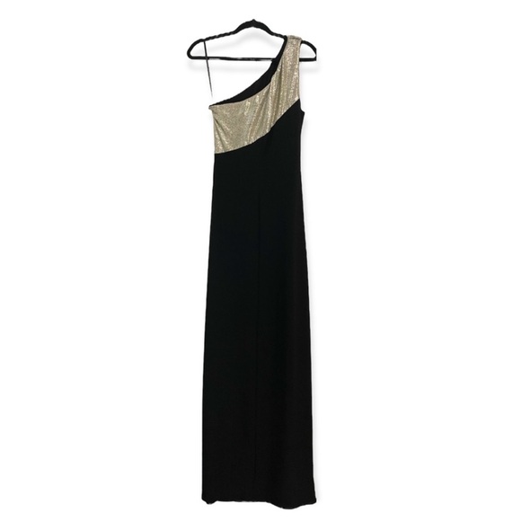 Ralph Lauren Women’s Gold Black One Shoulder Sleeveless Dress - Picture 3 of 4